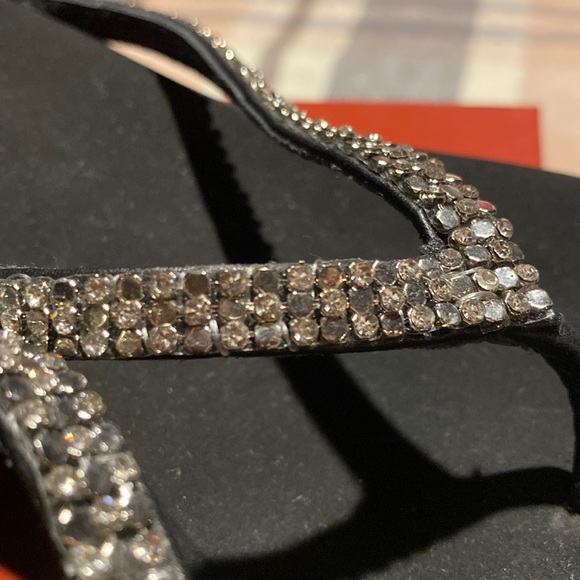 Black Crystal and Metal Studs Sparkling Platform Sandals - Picture 9 of 14